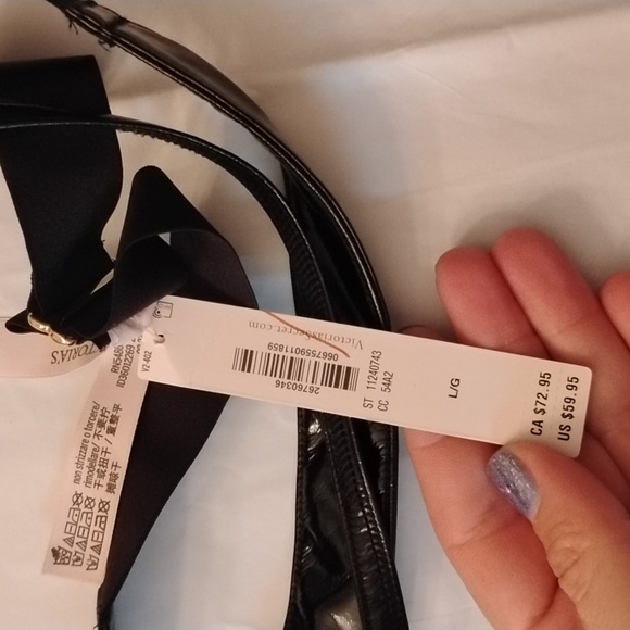 NWT Victorias Secret L Black Faux Patent Leather Open-Cup Playsuit Bodysuit - Picture 3 of 3